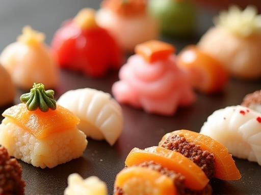 美しい和菓子の盛り合わせ